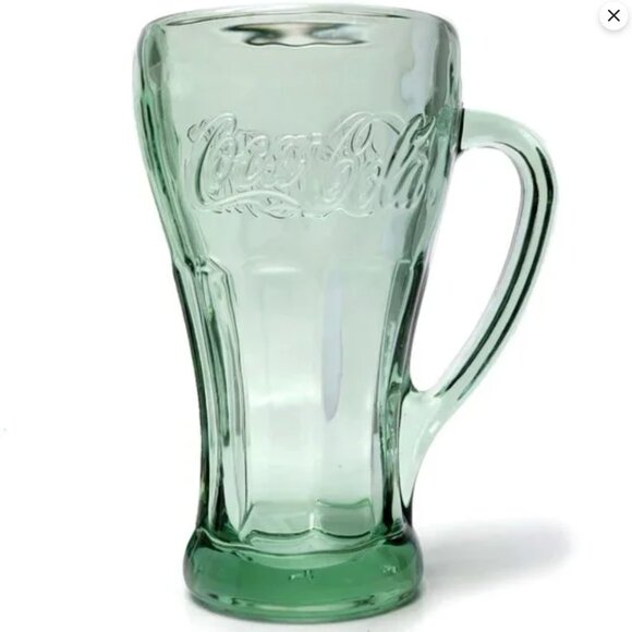 Coke Coca Cola Green Libbey Glass Heavy Drink Glasses Cups Mug - Picture 1 of 5